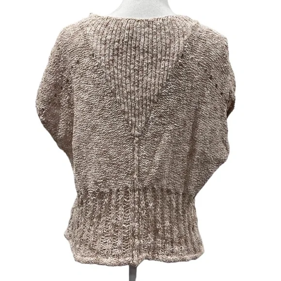 Free People Rare Knit Marled Oatmeal Short Sleeve Sweater - Picture 6 of 11